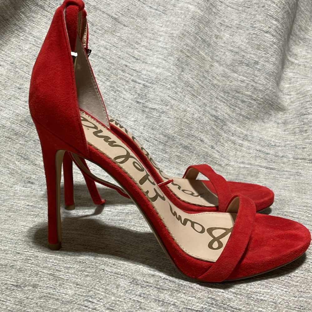 Sam Edelman red suede heels, size 8 look new